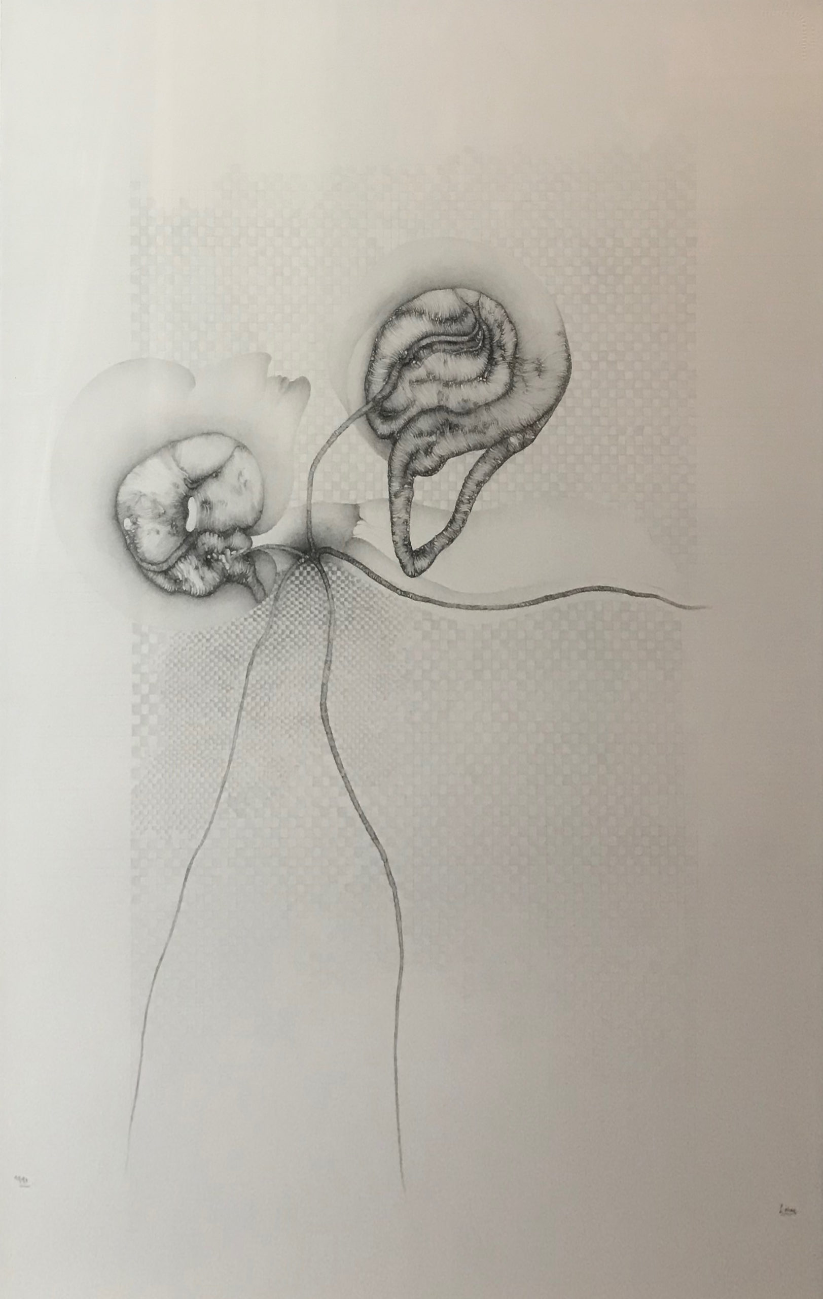 5_1981, Autoportrait, mine de plomb sur papier Arches, 76 x 51 cm