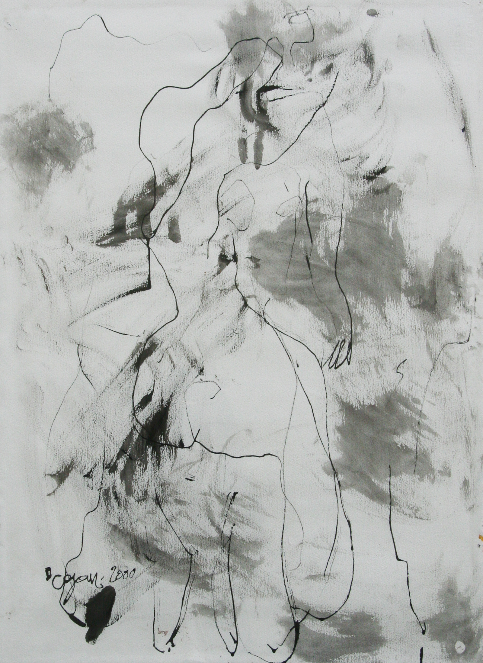 Aurel Cojan, Sans titre, 2000, encre et aquarelle sur papier, 76 x 55,5 cm