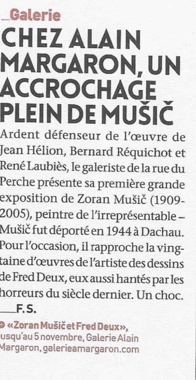 Article Zoran Music L'Oeil